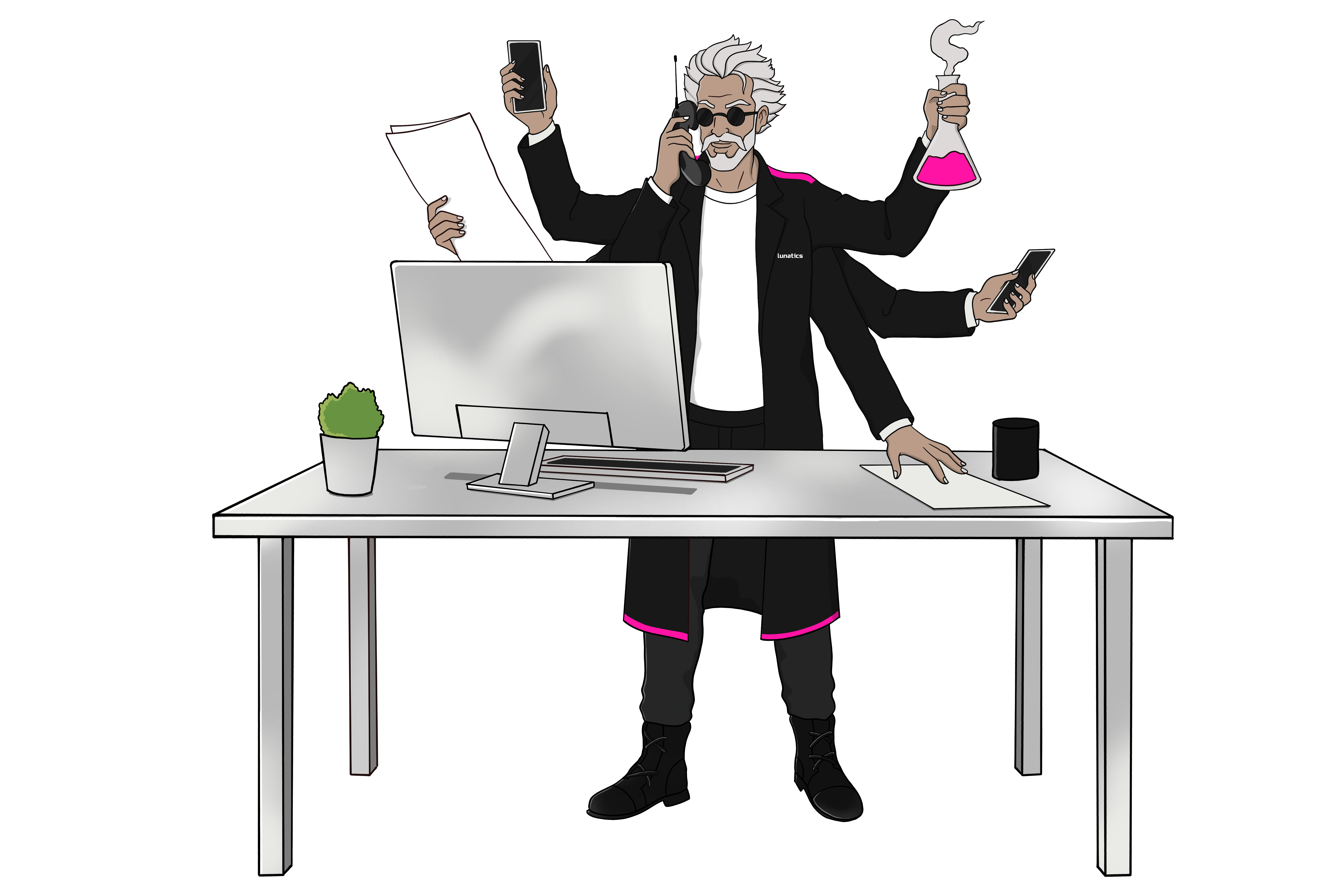 Lunatics Character - Ready to connect and handle your inquiries